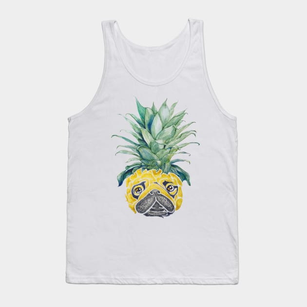 Pineapple Pug Watercolor Tank Top by huebucket